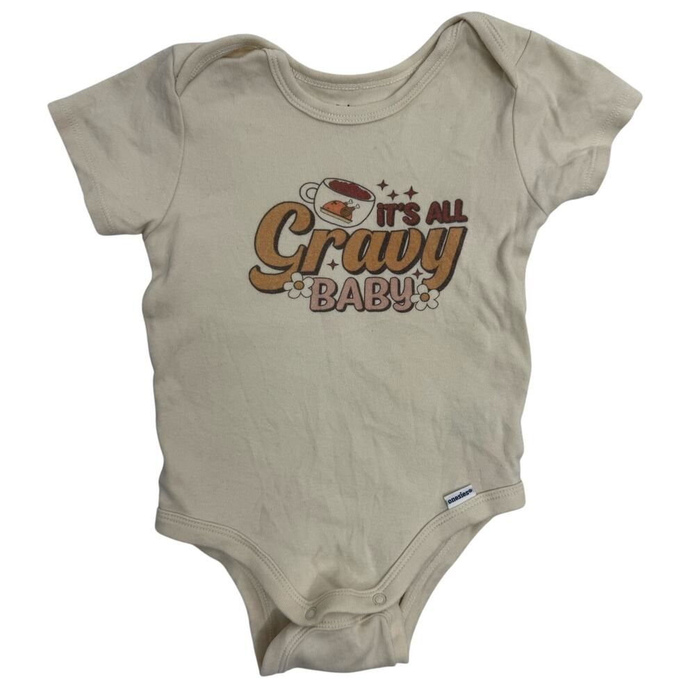 It’s All Gravy Baby Short Sleeve Onesie Bodysuit Gerber Size 18 Months Cotton